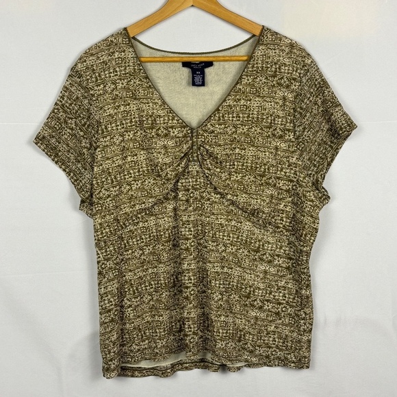 Jones NY Women's Short Sleeve Y2K Babydoll Top Sz 3X Mesh Island Vacation Beach - Picture 1 of 6